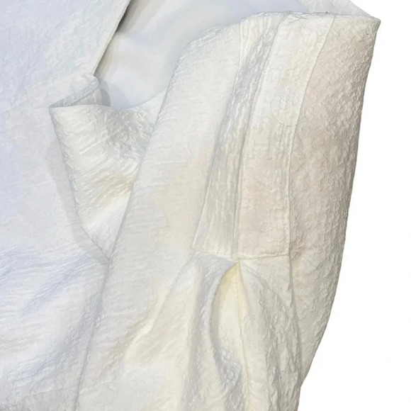 Selected Femme White Mini Textured Dress With Balloon Sleeves | Size  Small - Picture 8 of 12